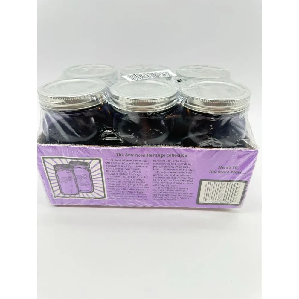 Sealed Ball Heritage Collection Purple Mason Jars - 100th Anniv QUART 6-Pack